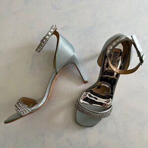 Badgley Mischka Silk Embellished Rhinestone Heels